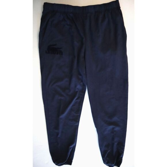 Lacoste 3H5422-51-423 Men's Sz M Navy Blue Cotton Fleece Lounge Jogger Pants